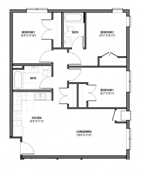 a floor plan of a small house with a bedroom and a living room